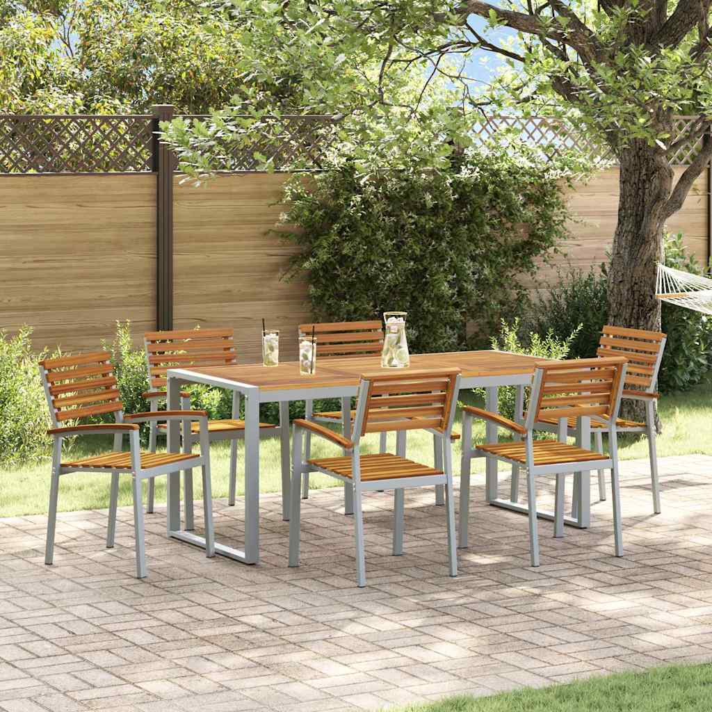 vidaXL Zestaw do jadalni w ogrodzie 7 pcs Szary Lite Drewno Akacji
