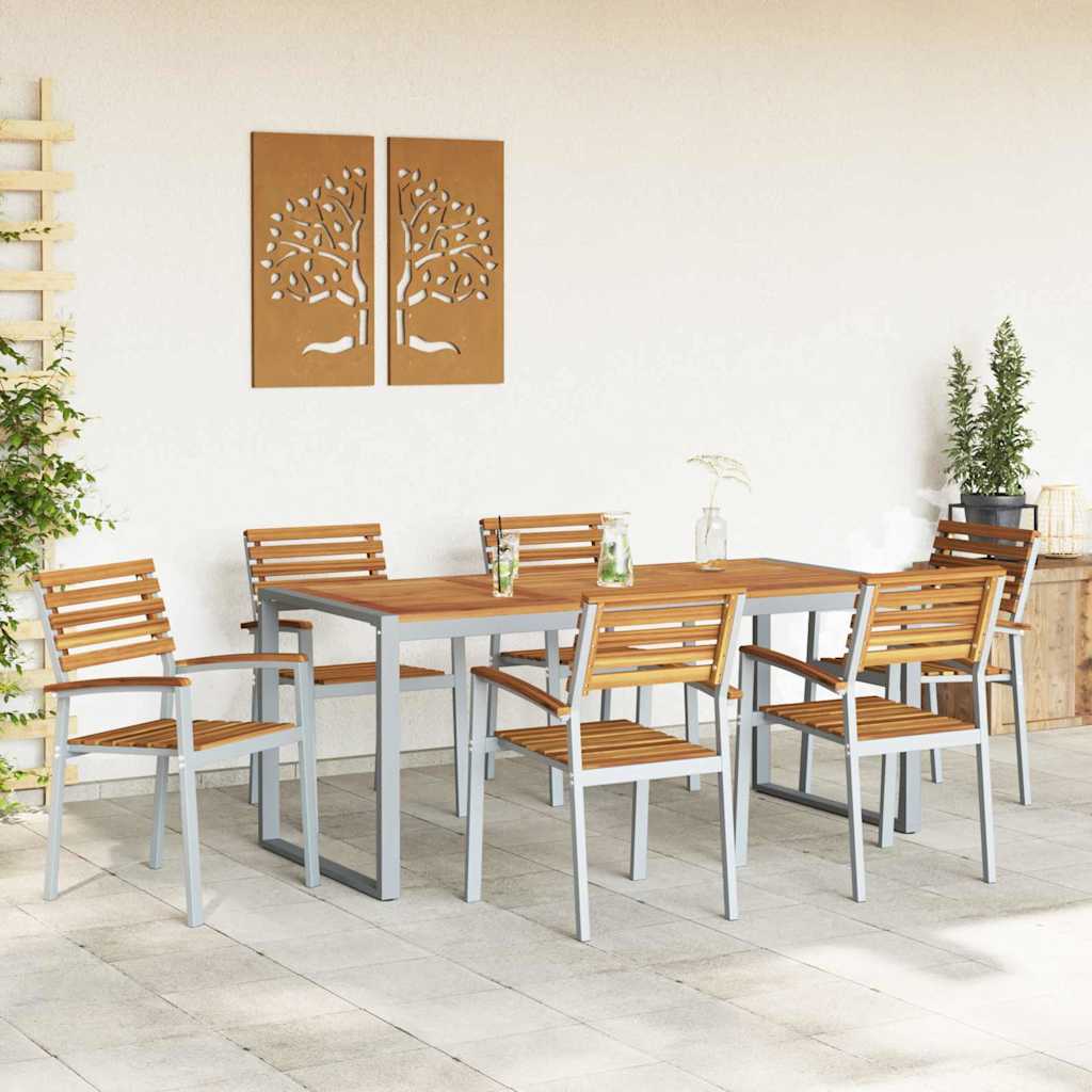 vidaXL Zestaw do jadalni w ogrodzie 7 pcs Szary Lite Drewno Akacji