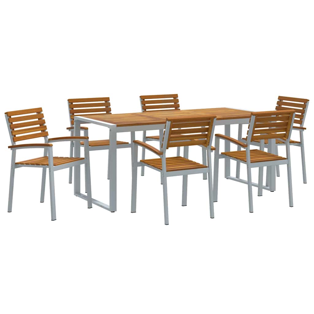 vidaXL Zestaw do jadalni w ogrodzie 7 pcs Szary Lite Drewno Akacji