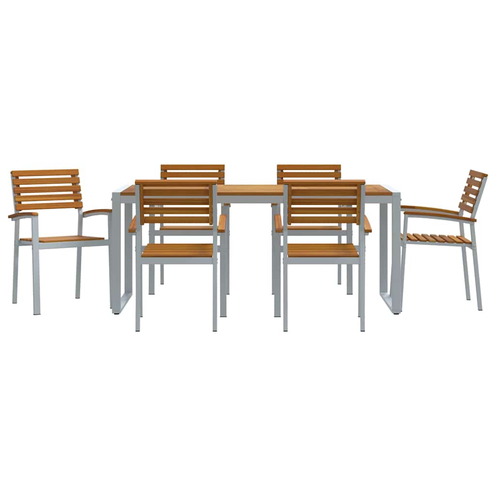 vidaXL Zestaw do jadalni w ogrodzie 7 pcs Szary Lite Drewno Akacji