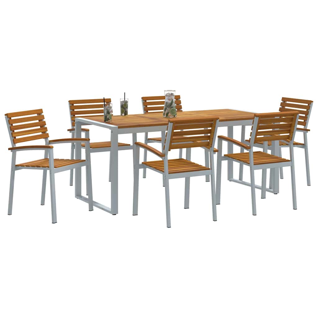 vidaXL Zestaw do jadalni w ogrodzie 7 pcs Szary Lite Drewno Akacji