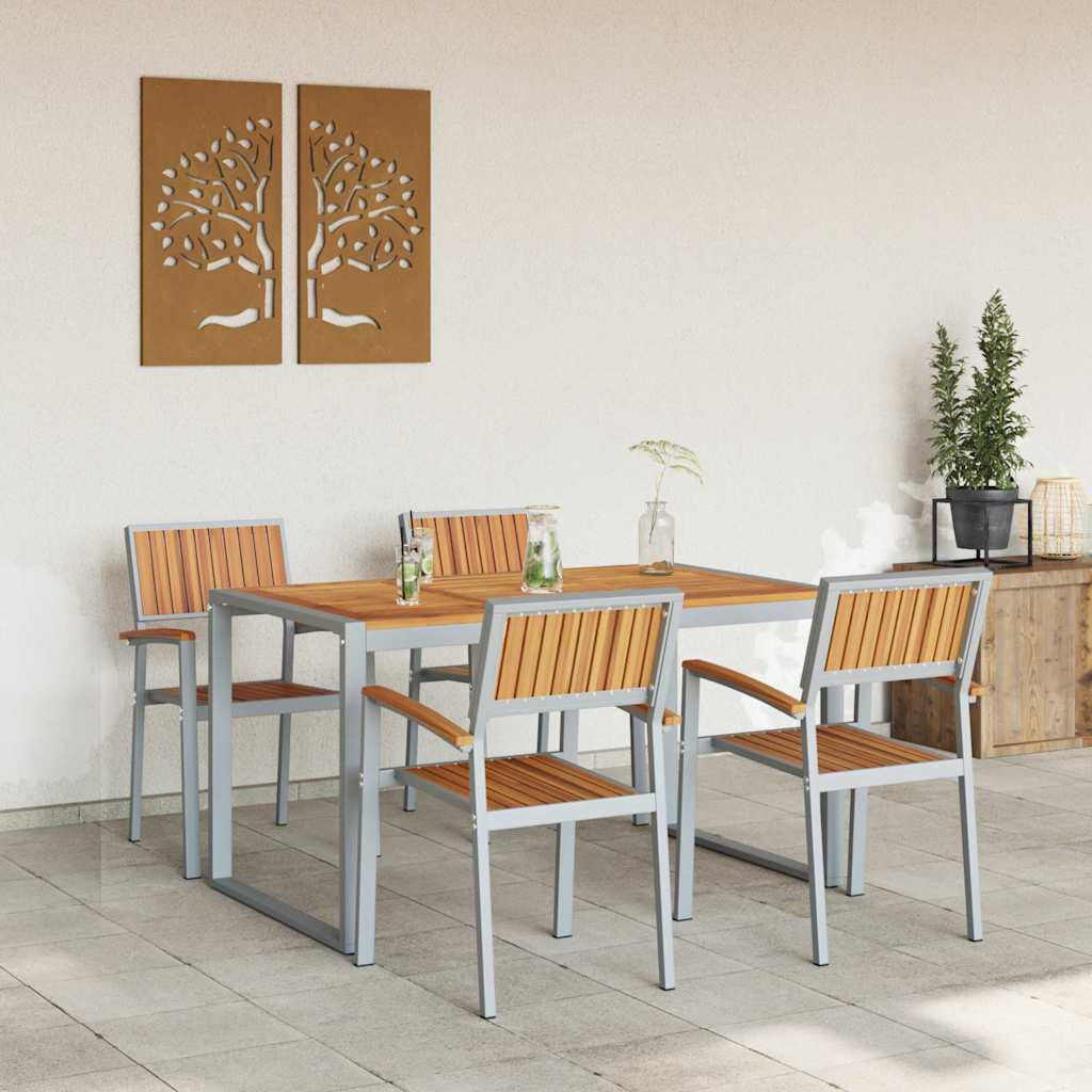 vidaXL Zestaw do jadalni w ogrodzie 5 pcs Szary Lite Drewno Akacji