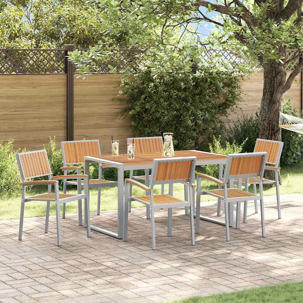 vidaXL Zestaw do jadalni w ogrodzie 7 pcs Szary Lite Drewno Akacji