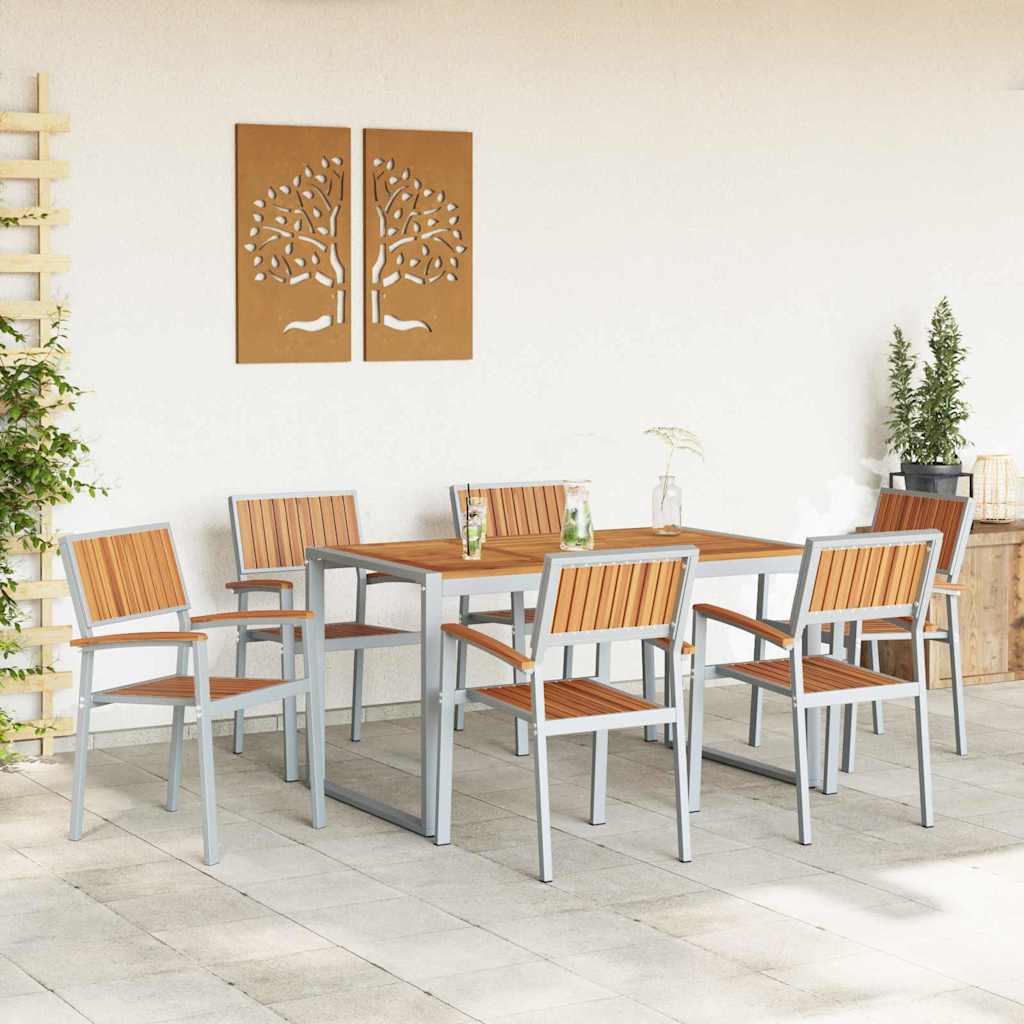 vidaXL Zestaw do jadalni w ogrodzie 7 pcs Szary Lite Drewno Akacji