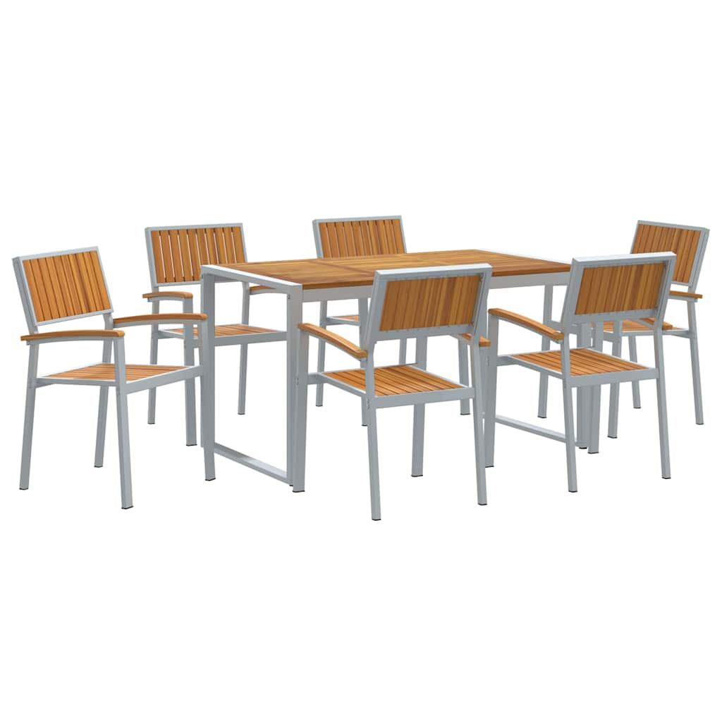 vidaXL Zestaw do jadalni w ogrodzie 7 pcs Szary Lite Drewno Akacji