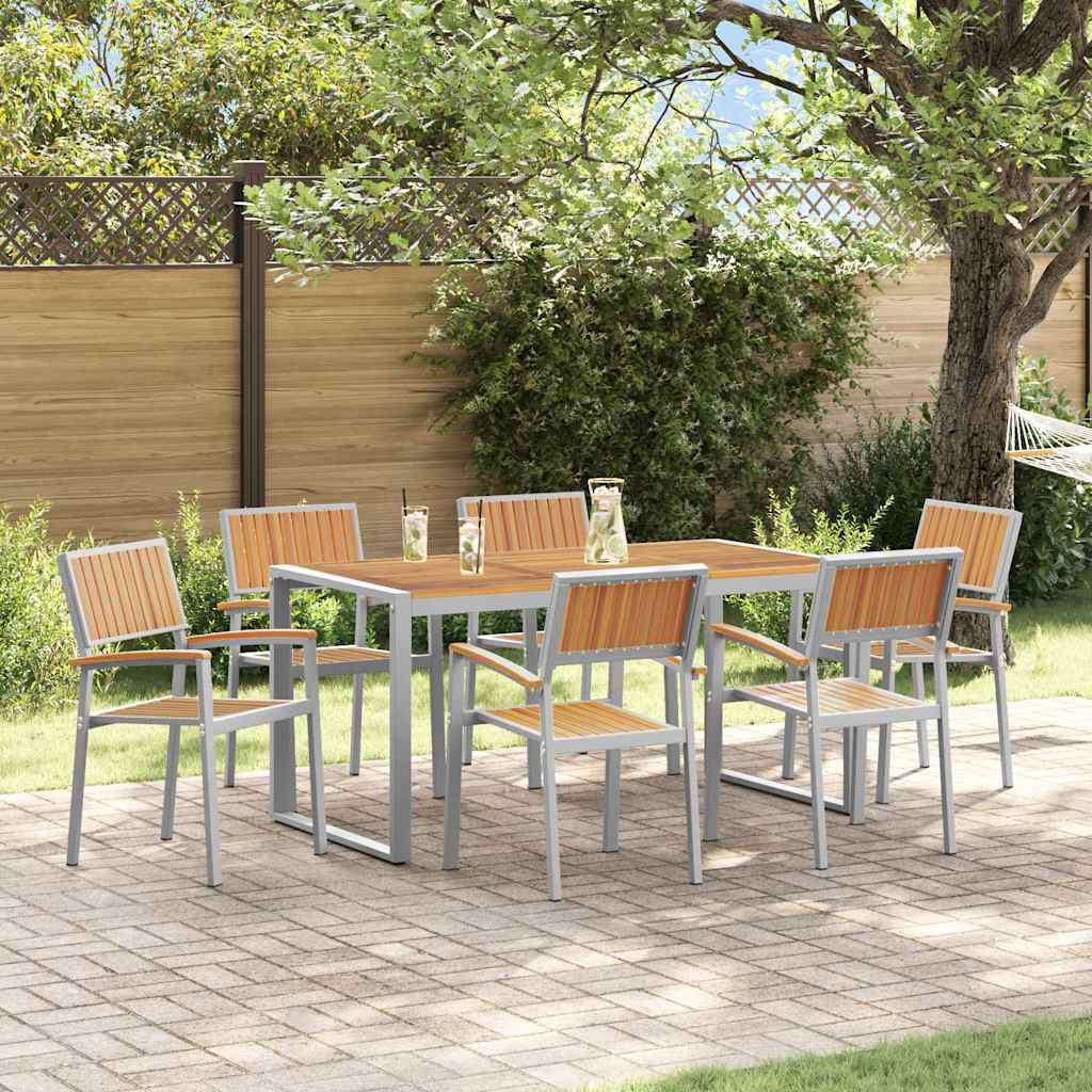 vidaXL Zestaw do jadalni w ogrodzie 7 pcs Szary Lite Drewno Akacji
