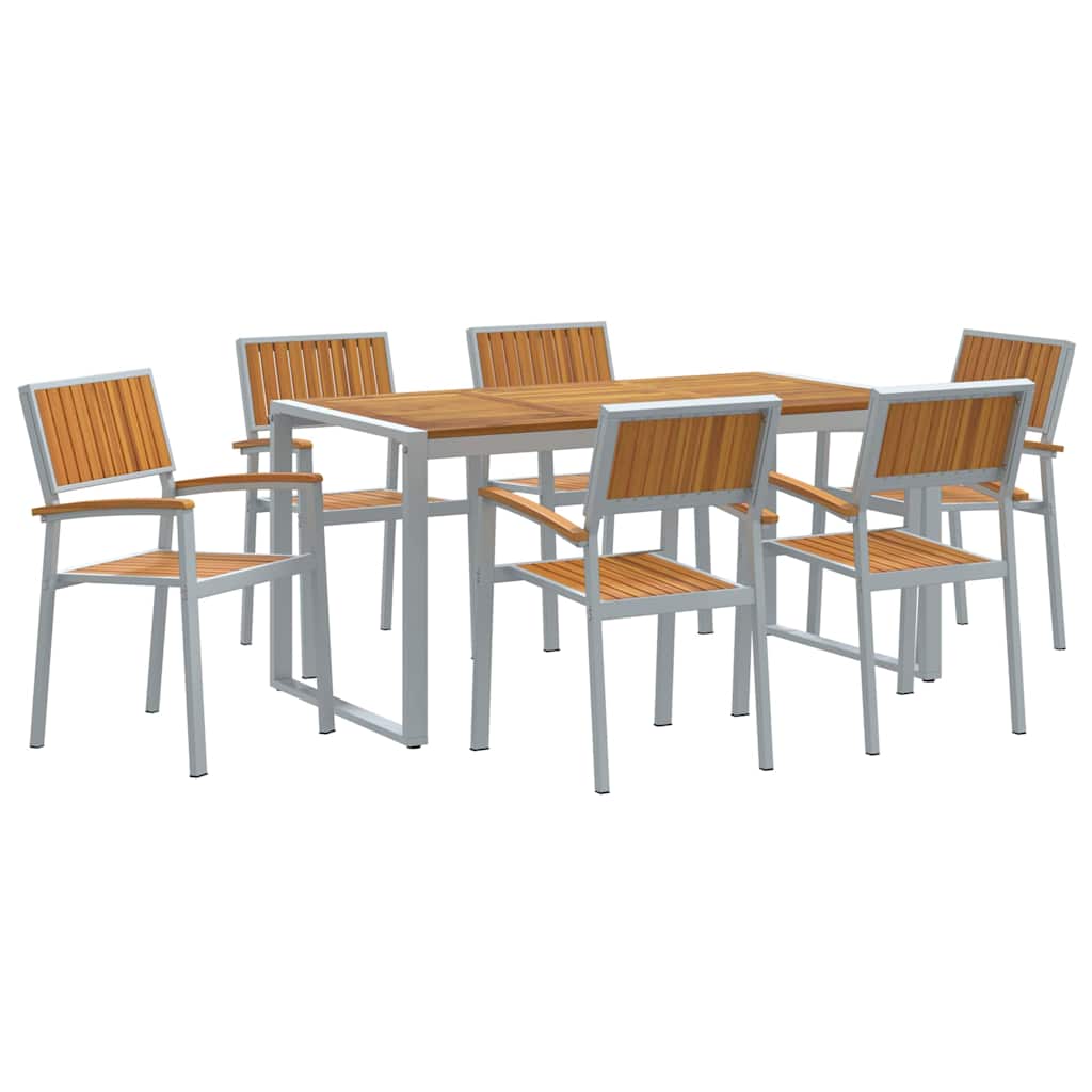 vidaXL Zestaw do jadalni w ogrodzie 7 pcs Szary Lite Drewno Akacji