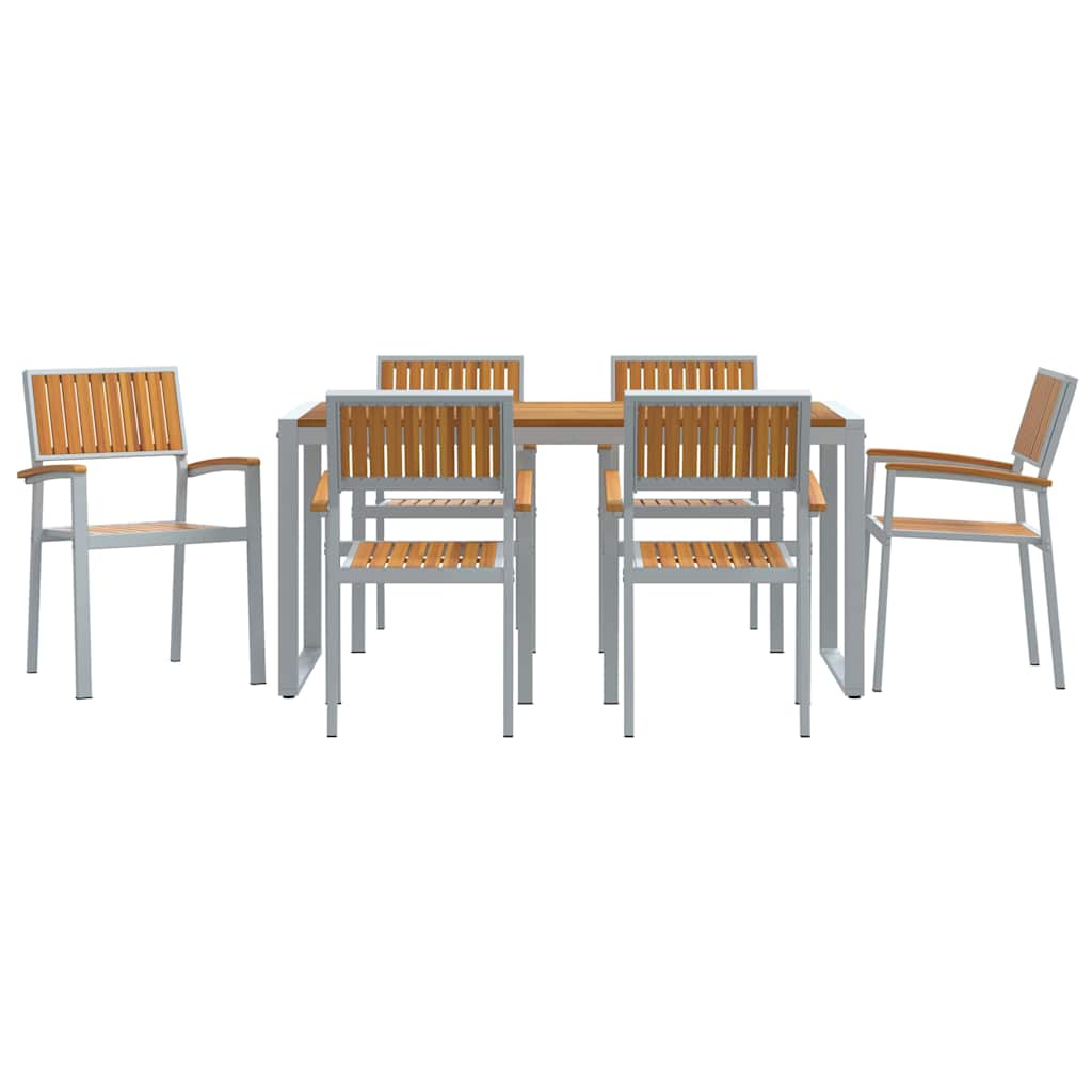 vidaXL Zestaw do jadalni w ogrodzie 7 pcs Szary Lite Drewno Akacji
