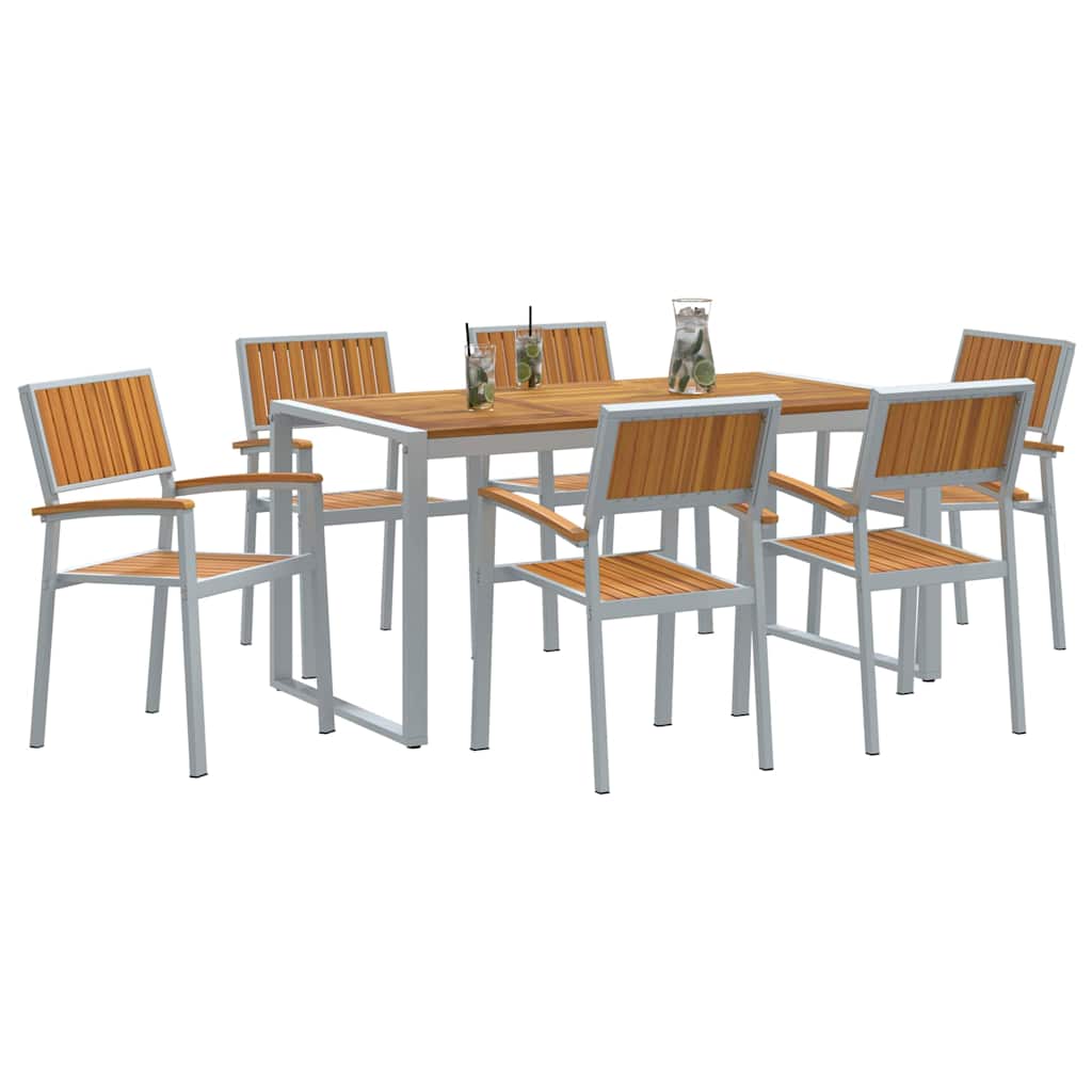 vidaXL Zestaw do jadalni w ogrodzie 7 pcs Szary Lite Drewno Akacji