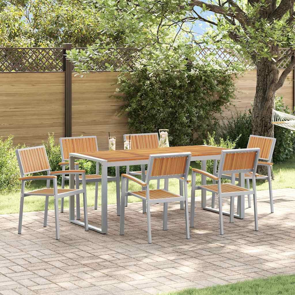 vidaXL Zestaw do jadalni w ogrodzie 7 pcs Szary Lite Drewno Akacji