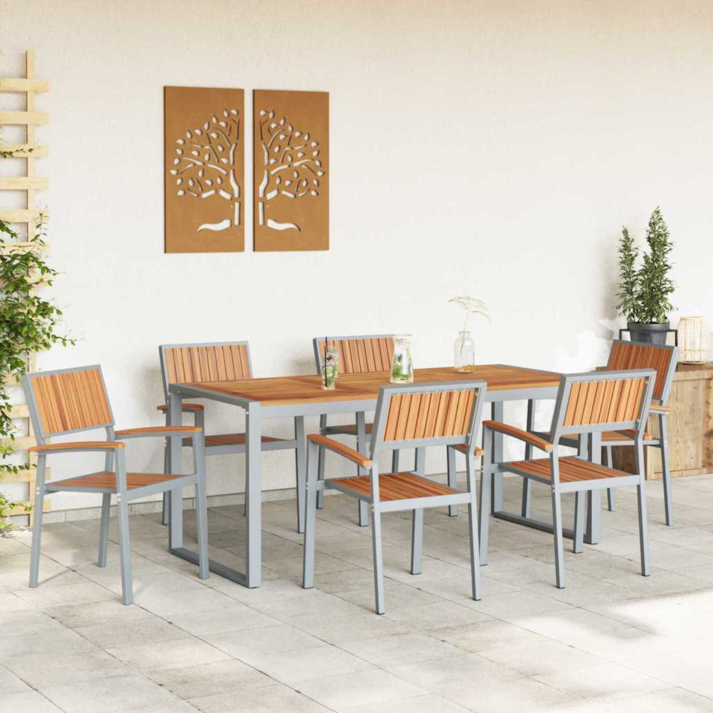 vidaXL Zestaw do jadalni w ogrodzie 7 pcs Szary Lite Drewno Akacji