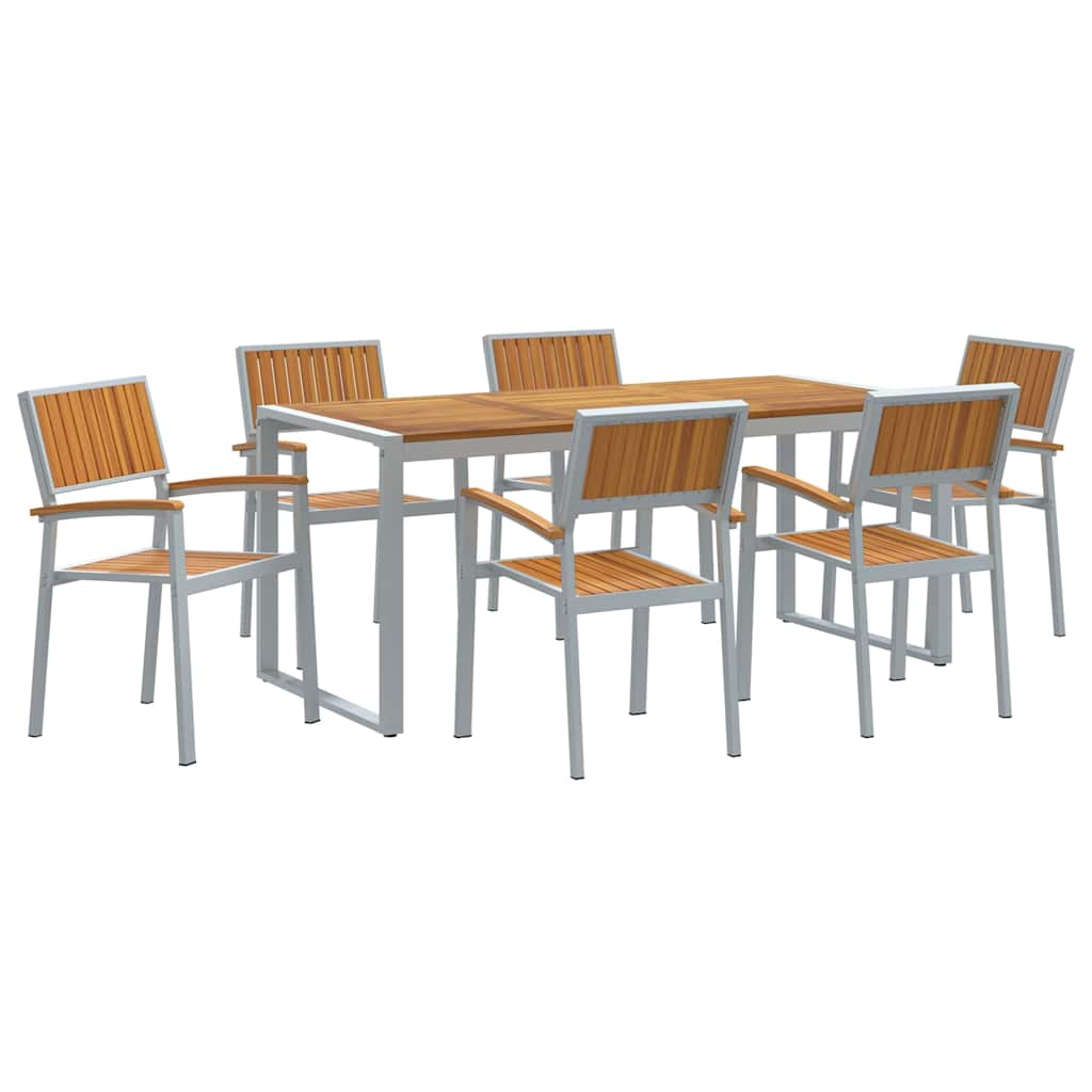 vidaXL Zestaw do jadalni w ogrodzie 7 pcs Szary Lite Drewno Akacji