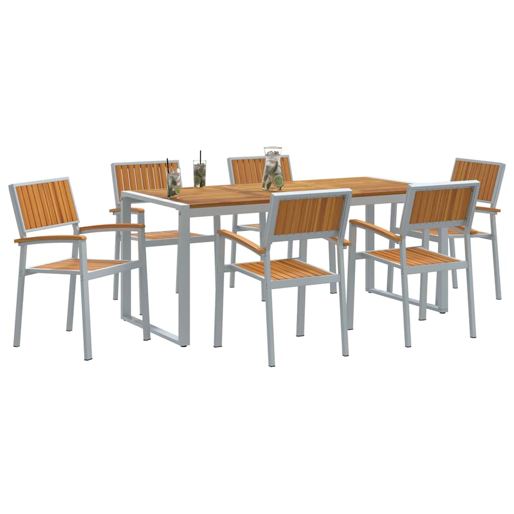 vidaXL Zestaw do jadalni w ogrodzie 7 pcs Szary Lite Drewno Akacji