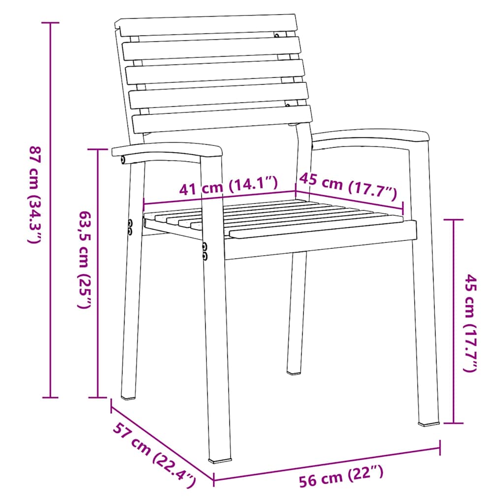 vidaXL Krzesło Ogrodowe 6 pcs Brązowy 56 x 57 x 87 cm