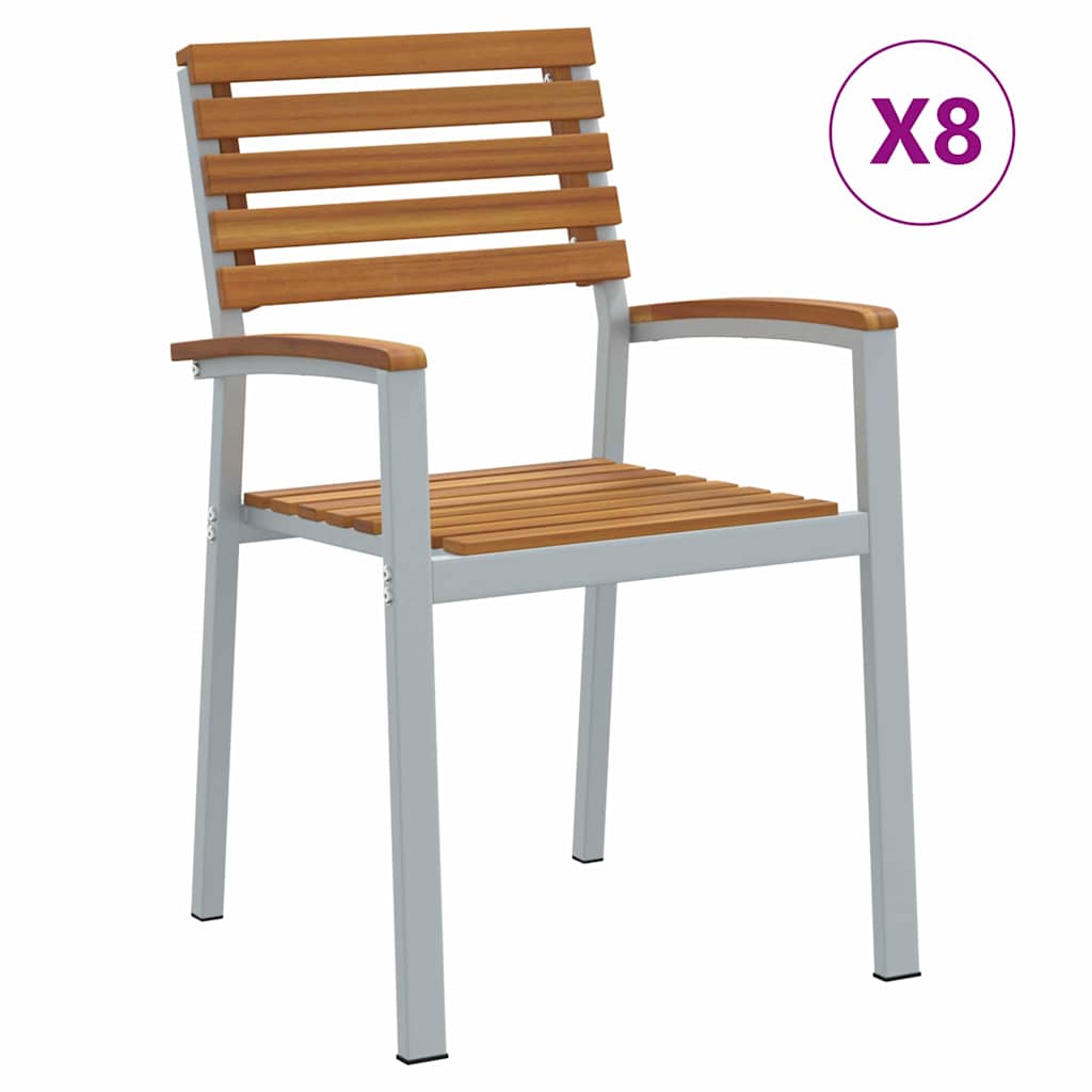 vidaXL Krzesło Ogrodowe 8 pcs Brązowy 56 x 57 x 87 cm