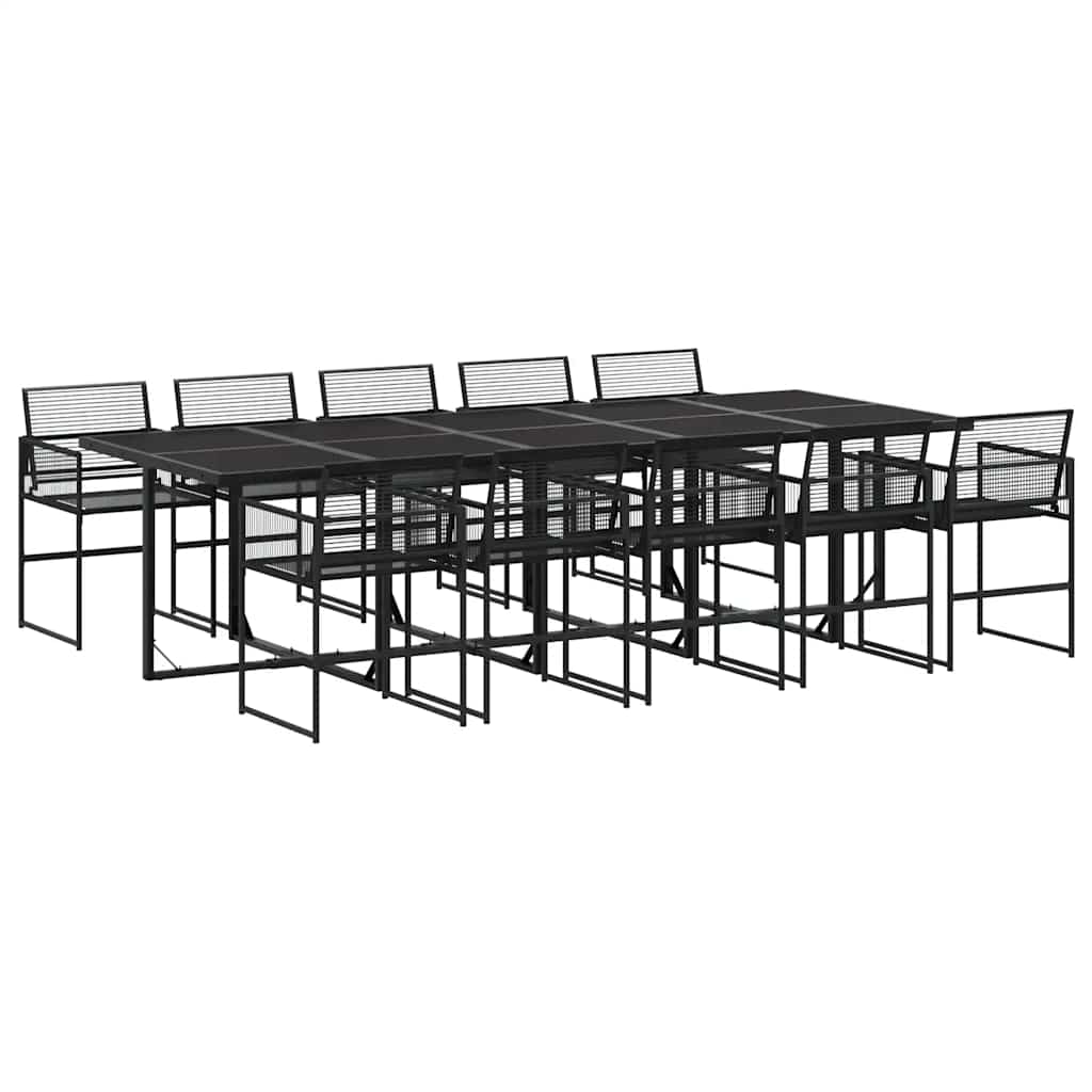 vidaXL 11-częściowy zestaw mebli do ogrodu, czarny polirattan