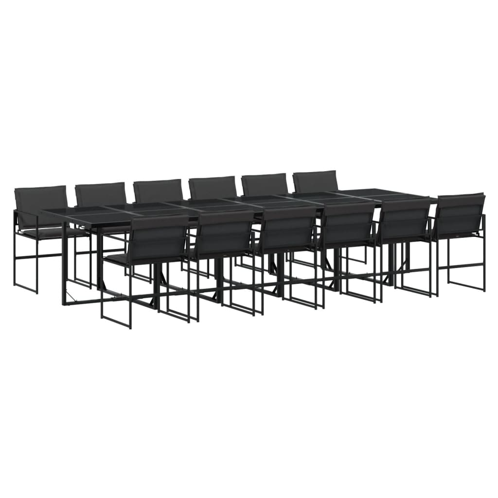 vidaXL 13-cz. zestaw mebli ogrodowych z poduszkami, czarny, textilene