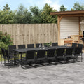 vidaXL 17-cz. zestaw mebli ogrodowych, czarny, textilene