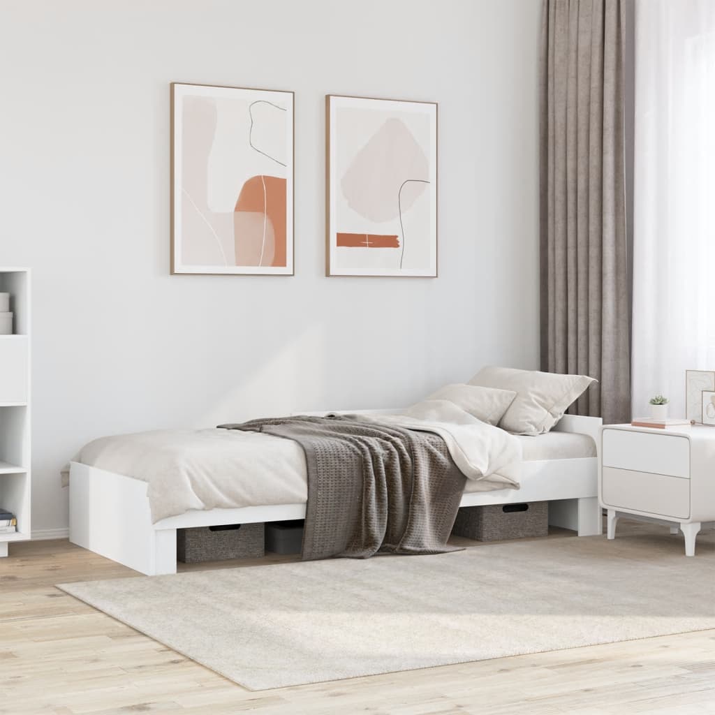 vidaXL Rama łóżka, biała, 100x200 cm, materiał drewnopochodny