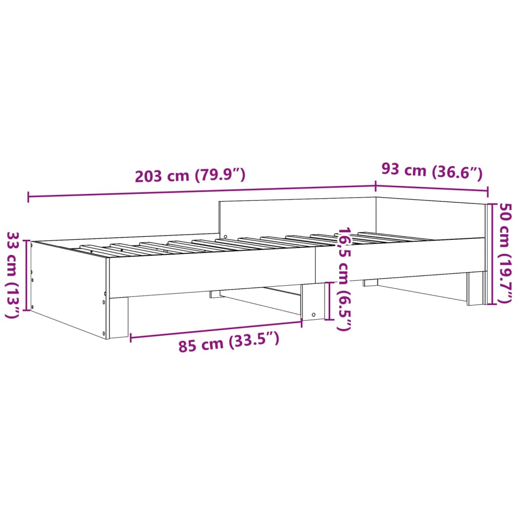 vidaXL Rama łóżka, biała, 90x200 cm, materiał drewnopochodny