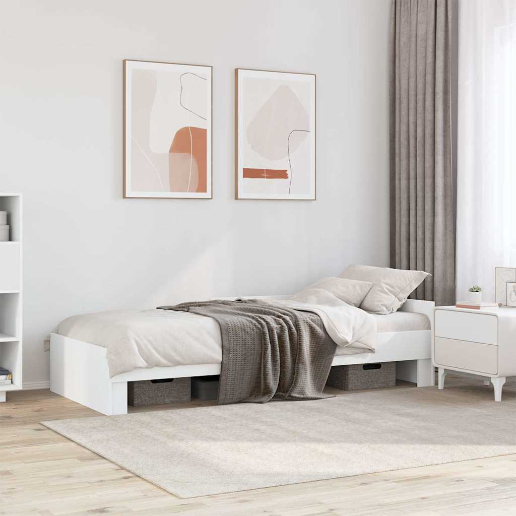 vidaXL Rama łóżka, biała, 90x190 cm, materiał drewnopochodny