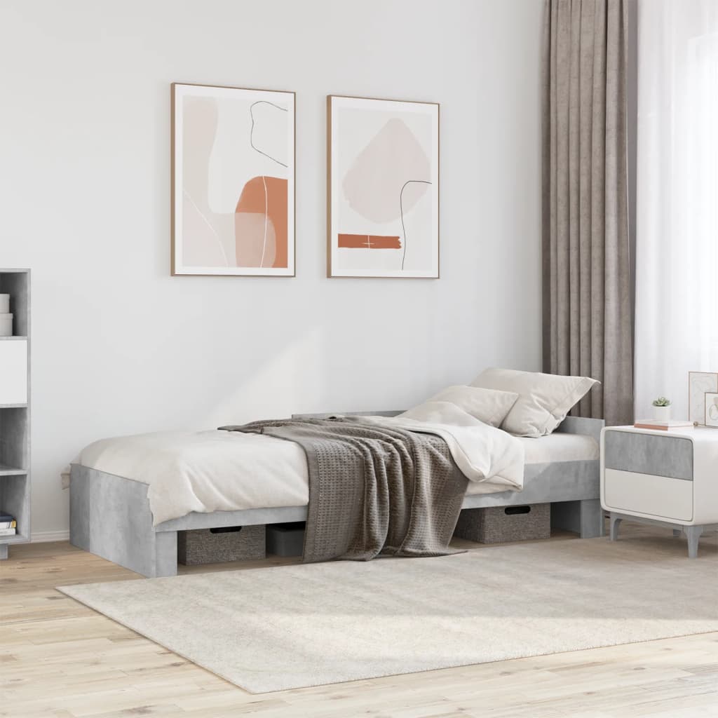 vidaXL Rama łóżka, szarość betonu, 75x190 cm, materiał drewnopochodny
