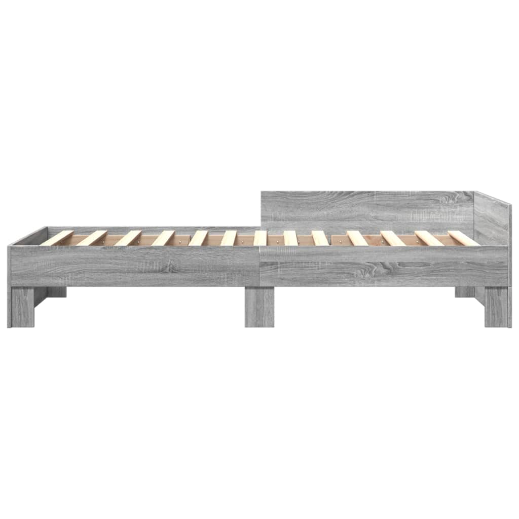 vidaXL Rama łóżka, szary dąb sonoma, 75x190cm, materiał drewnopochodny