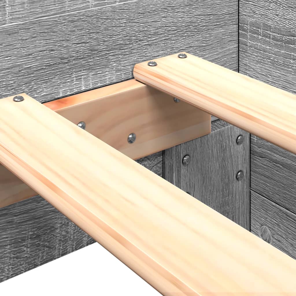 vidaXL Rama łóżka, szary dąb sonoma, 75x190cm, materiał drewnopochodny