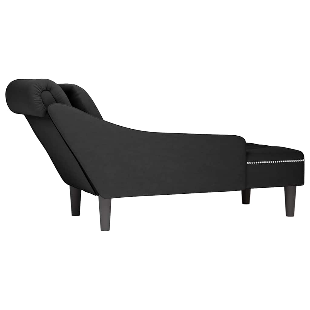 vidaXL Szezlong z poduszką, czarny, aksamitny