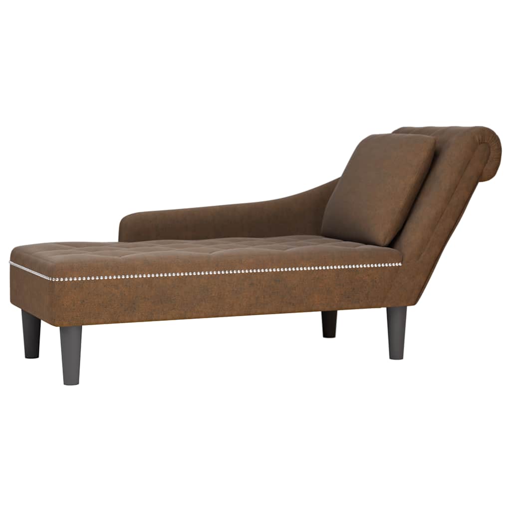vidaXL Szezlong z poduszką, brązowy, sztuczna skóra