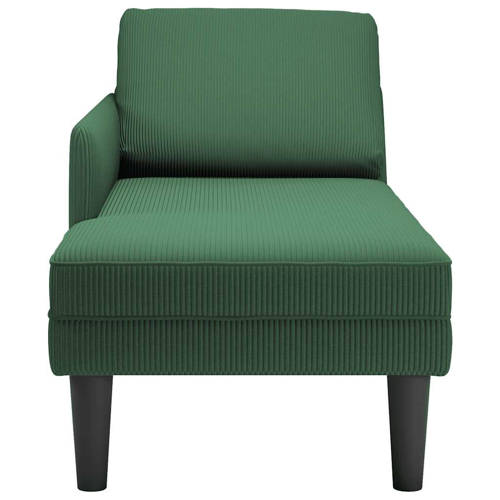 vidaXL Leżanka z Poduszką ciemnozielona Corduroy Fabric