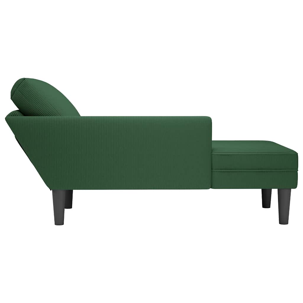 vidaXL Leżanka z Poduszką ciemnozielona Corduroy Fabric