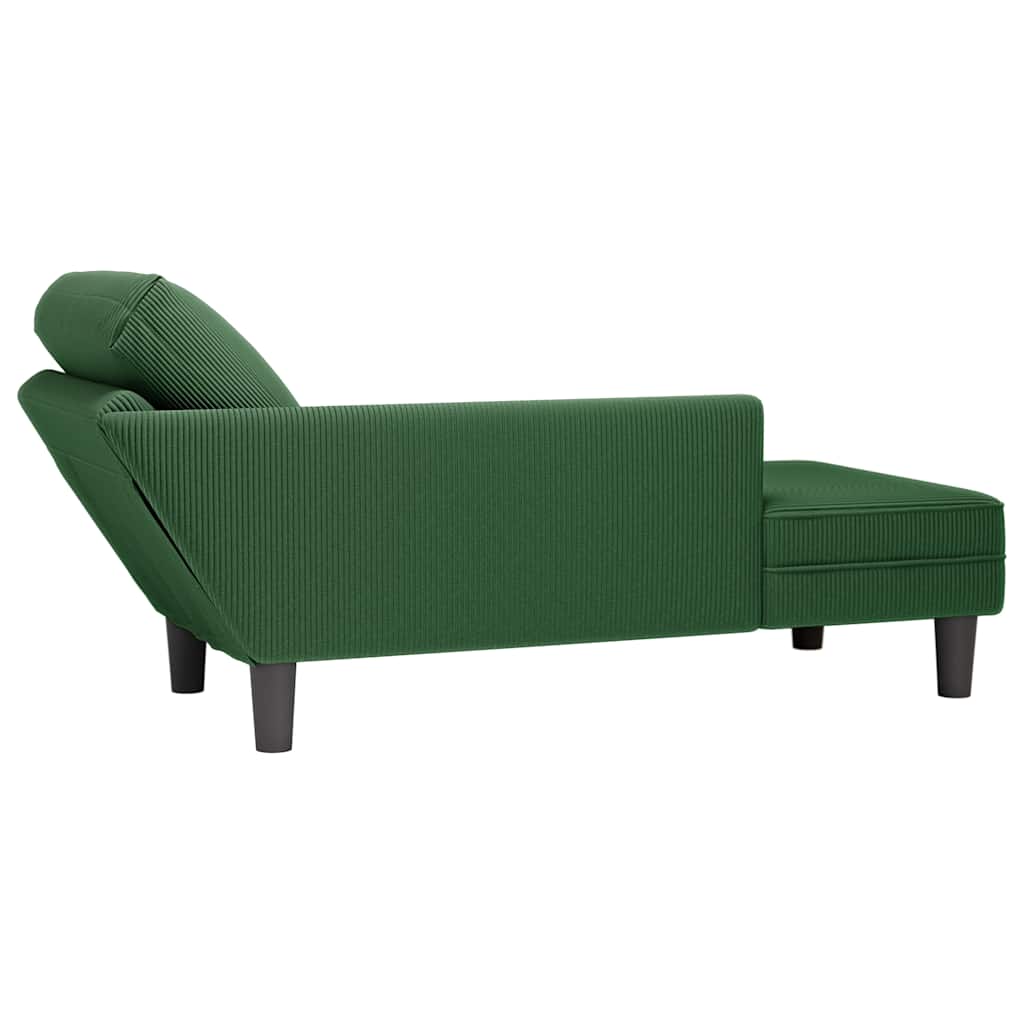 vidaXL Leżanka z Poduszką ciemnozielona Corduroy Fabric