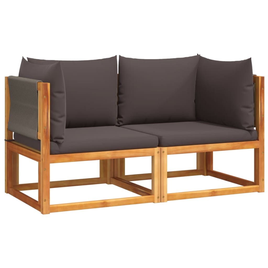 vidaXL Sofa ogrodowa narożna z poduszkami 2 szt. Drewno akacjowe i lina