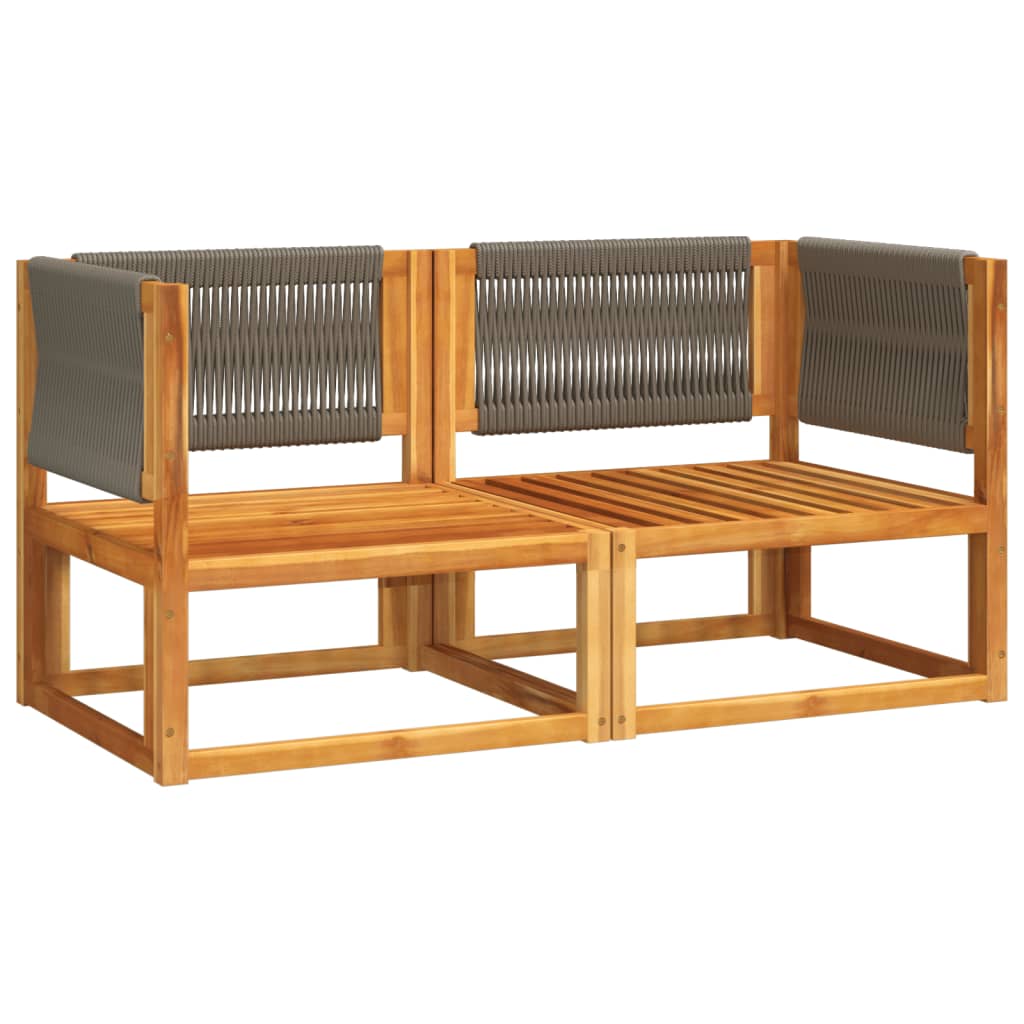 vidaXL Sofa ogrodowa narożna z poduszkami 2 szt. Drewno akacjowe i lina