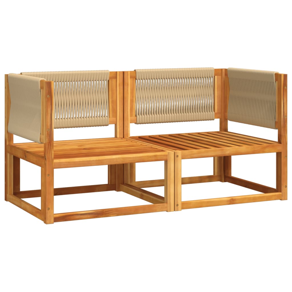 vidaXL Sofa ogrodowa narożna z poduszkami 2 szt. Drewno akacjowe i lina