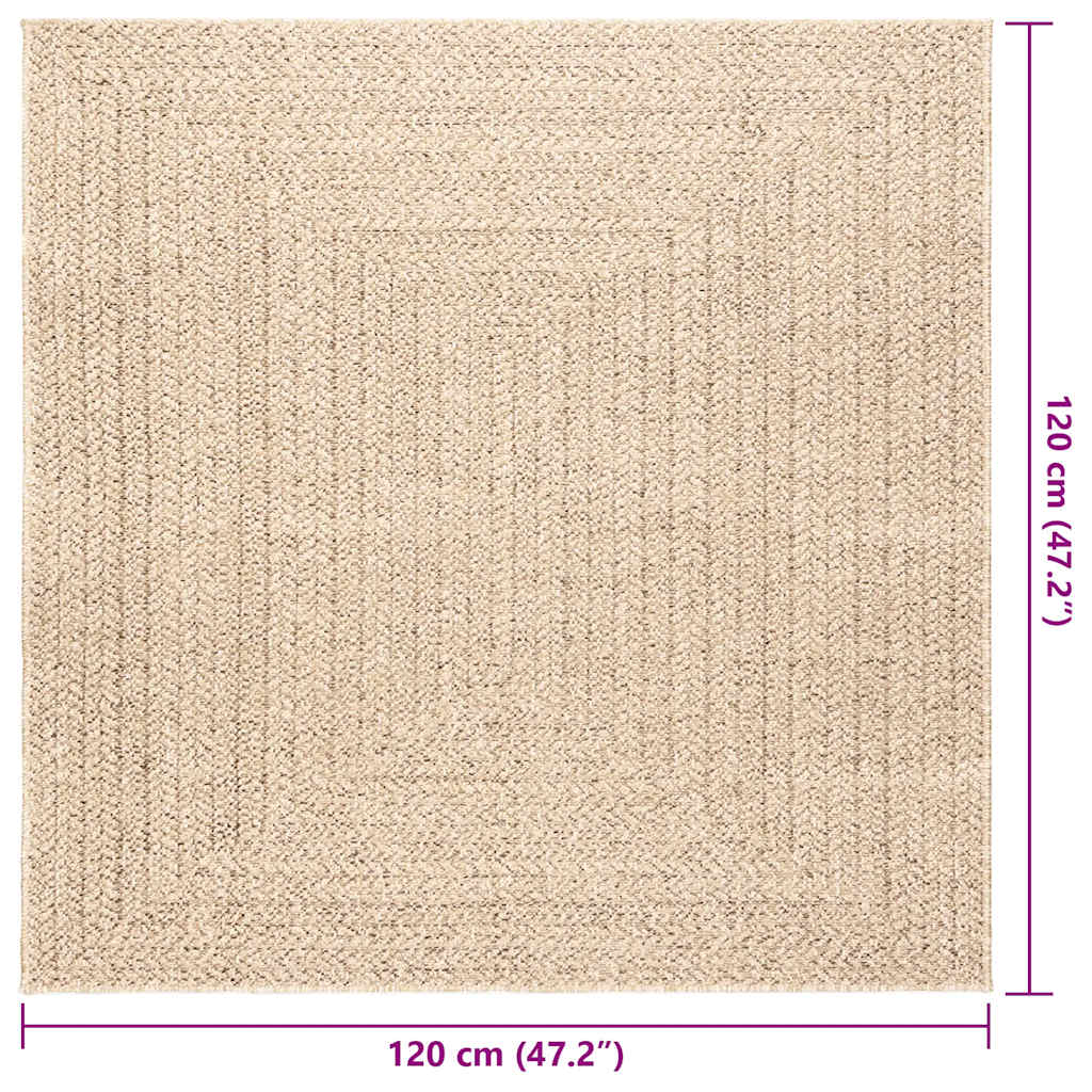 vidaXL Dywan ZIZUR, beżowy, 120x120 cm, stylizowany na jutowy