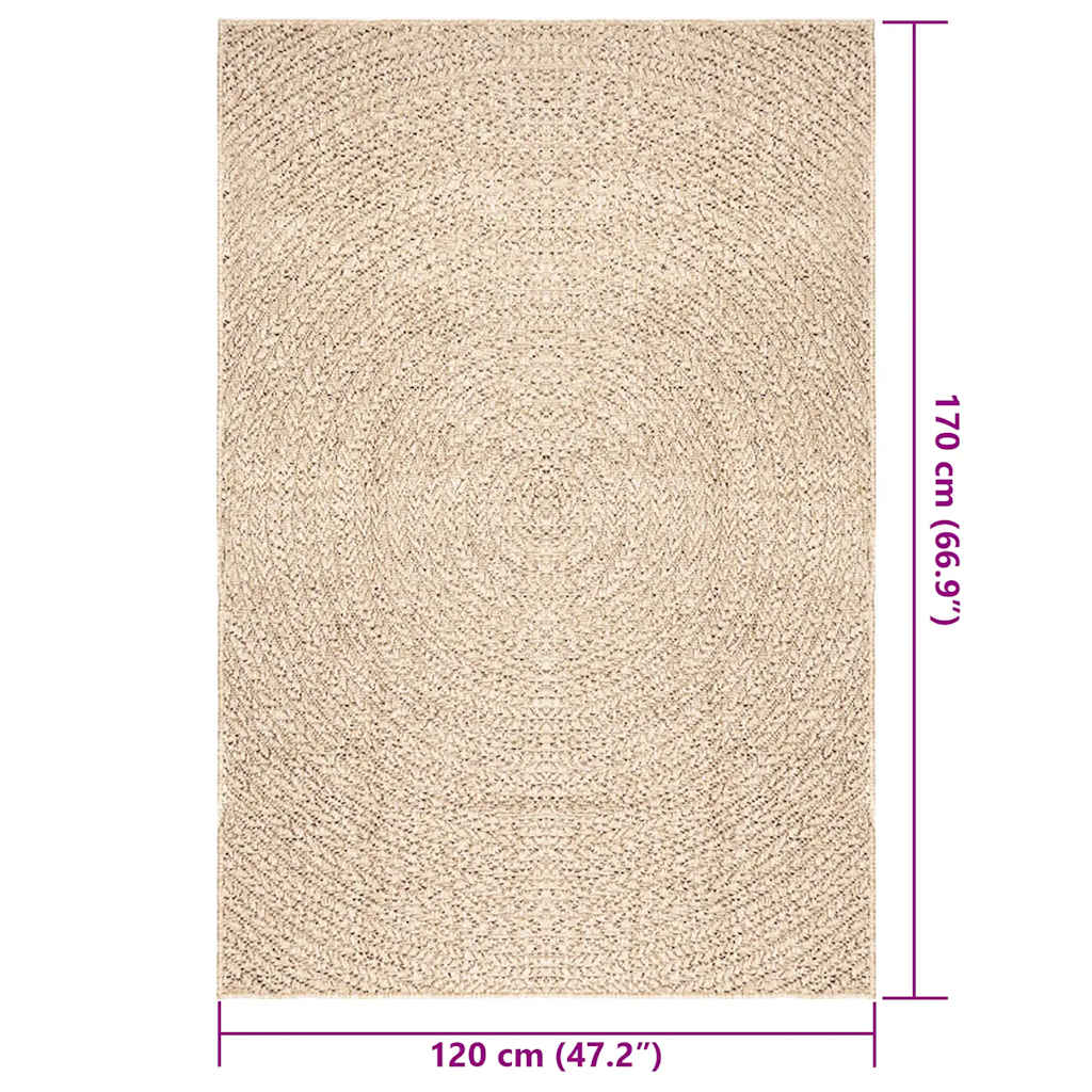 vidaXL Dywan ZIZUR, beżowy, 120x170 cm, stylizowany na jutowy