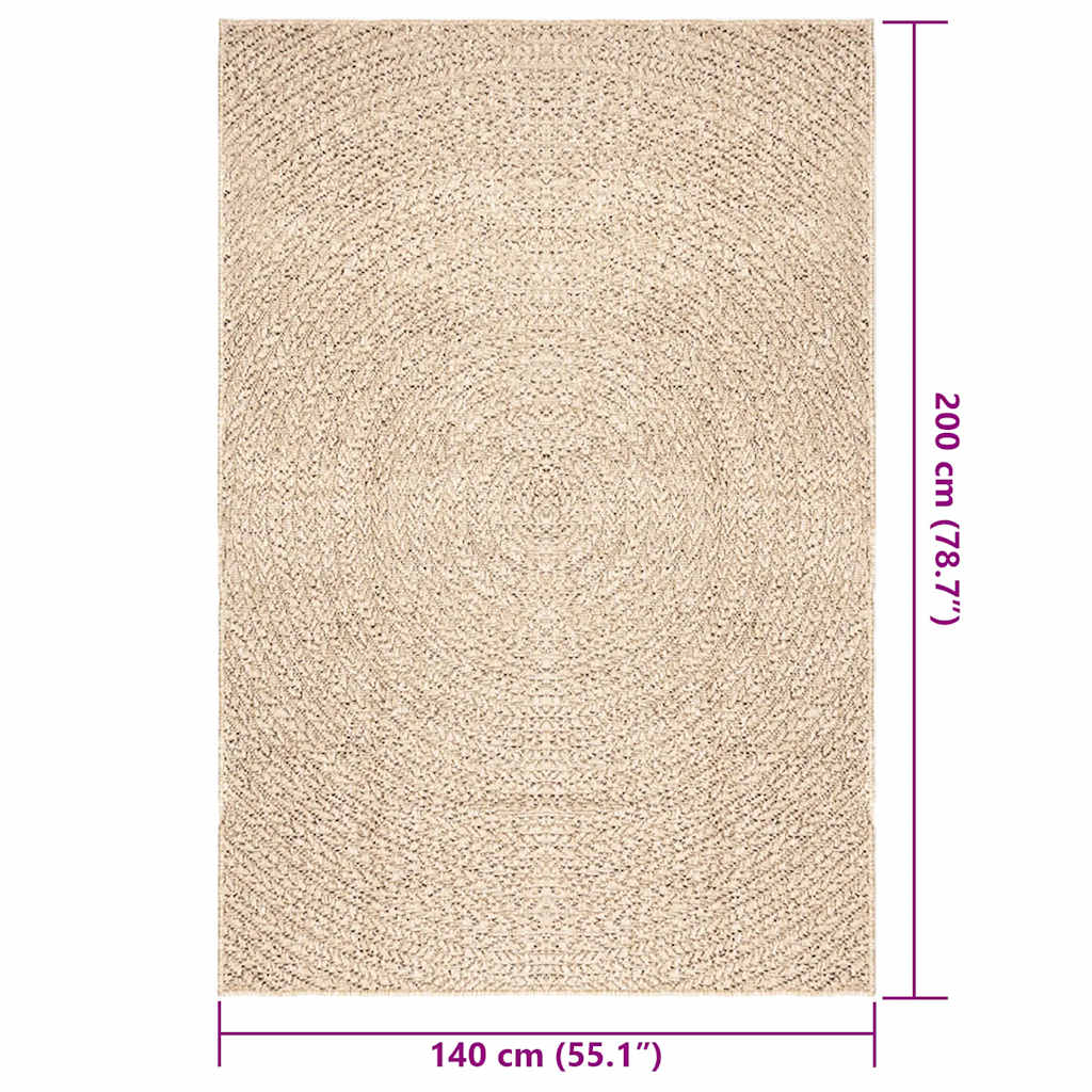 vidaXL Dywan ZIZUR, beżowy, 140x200 cm, stylizowany na jutowy