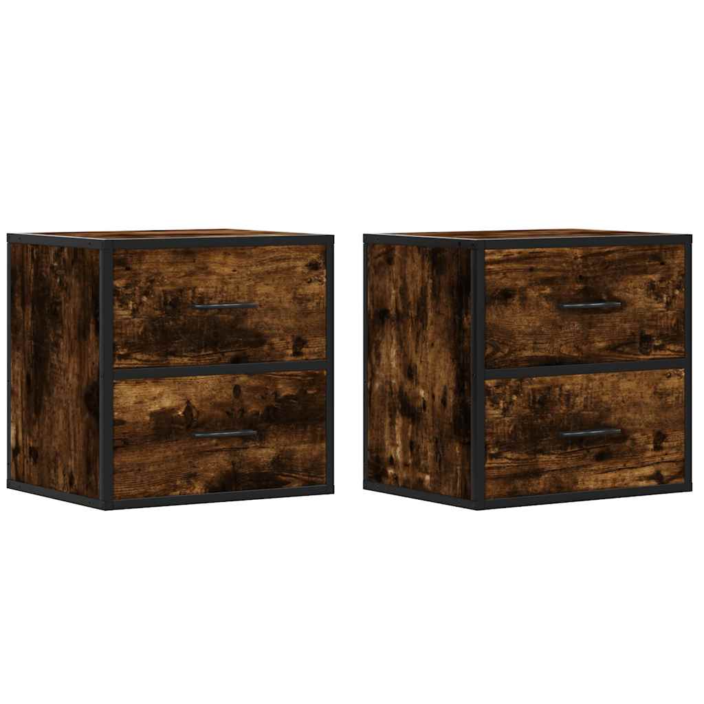 vidaXL Wiszące szafki nocne, 2 szt., opalany dąb, 40x31x39,5