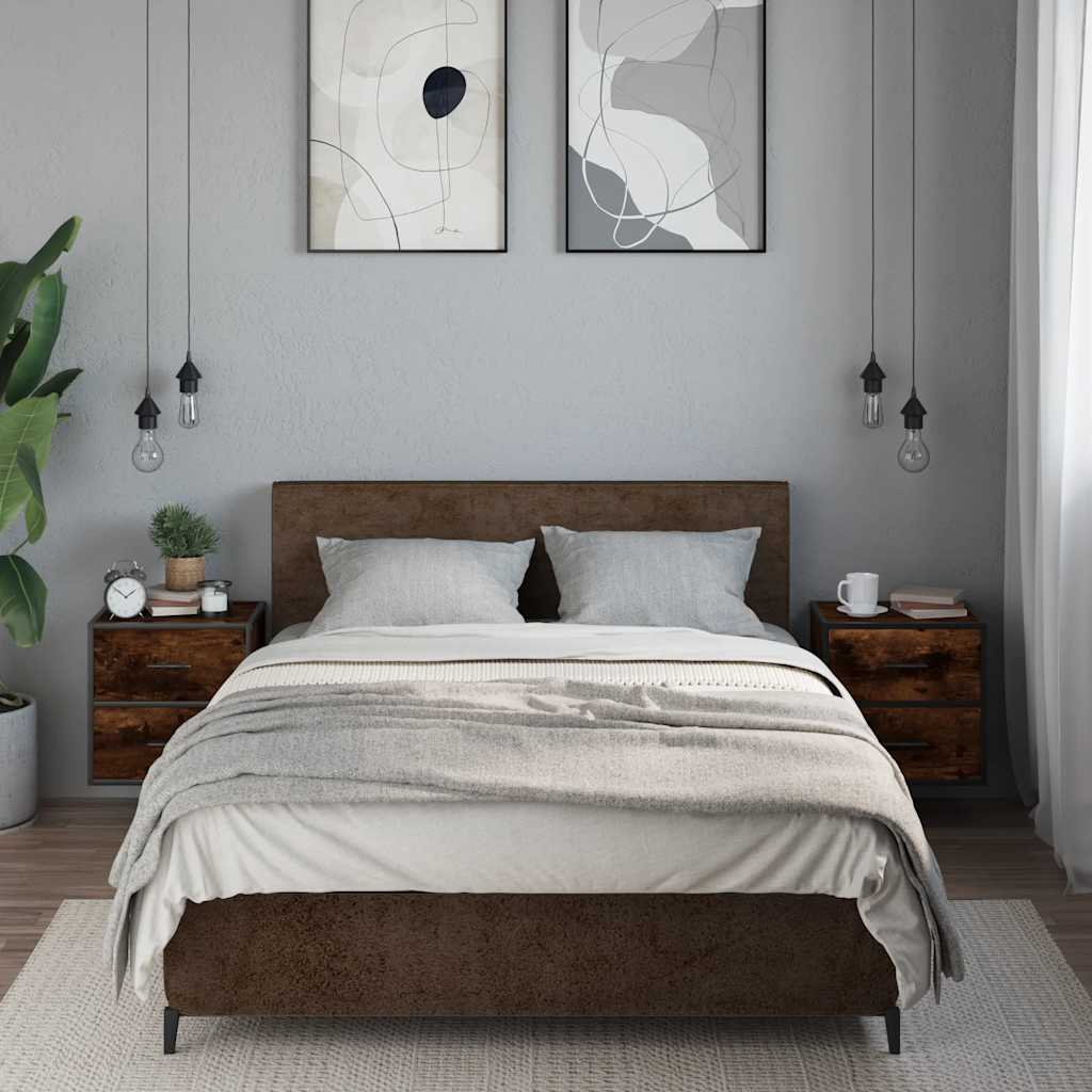vidaXL Wiszące szafki nocne, 2 szt., opalany dąb, 40x31x39,5