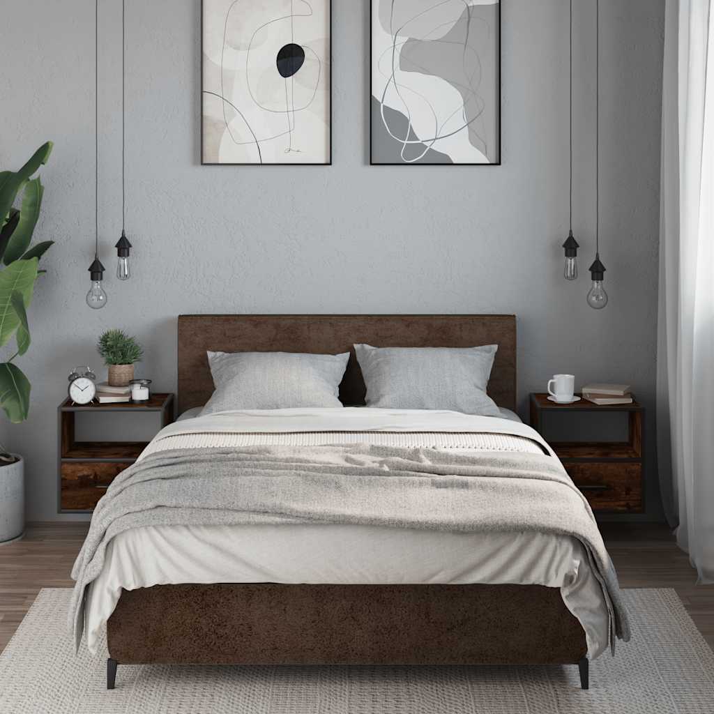vidaXL Wiszące szafki nocne, 2 szt., opalany dąb, 40x31x39,5
