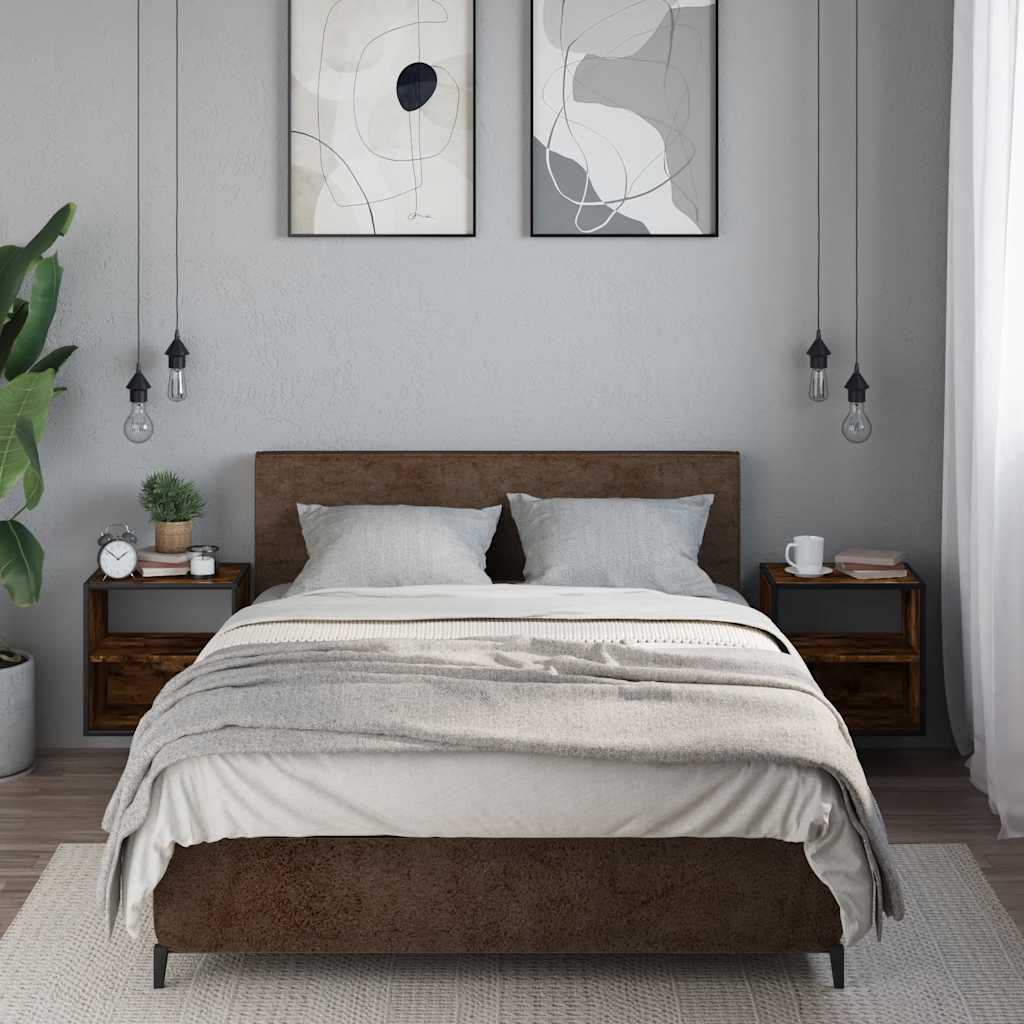 vidaXL Wiszące szafki nocne, 2 szt., opalany dąb, 40x31x39,5