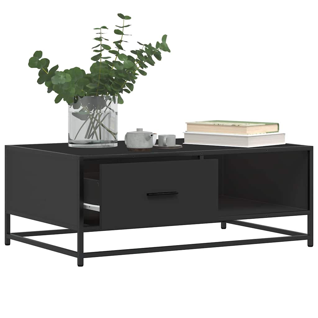 vidaXL Stolik kawowy, czarny, 90x57x35 cm, materiał drewnopochodny