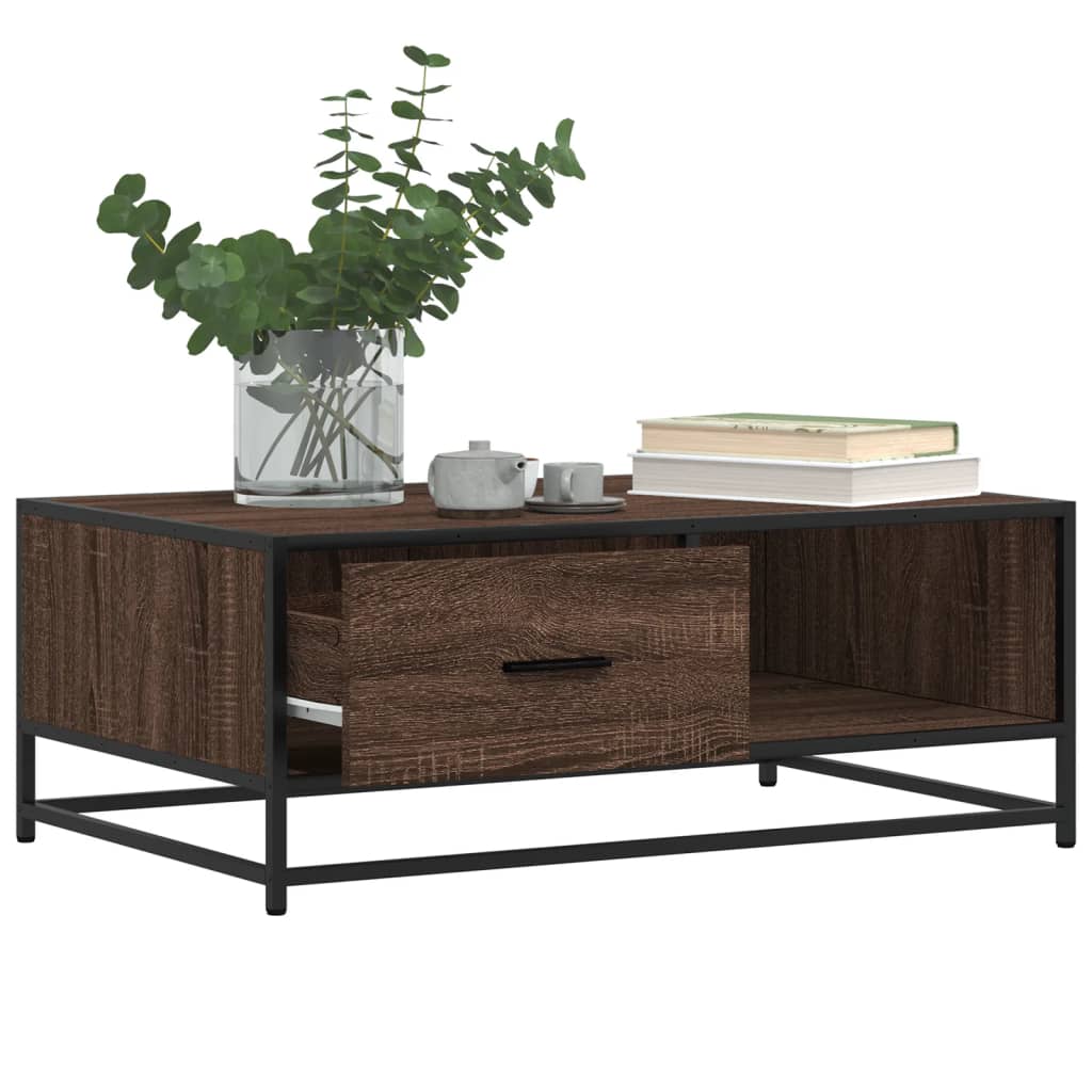 vidaXL Stolik kawowy, brązowy dąb, 90x57x35cm, materiał drewnopochodny