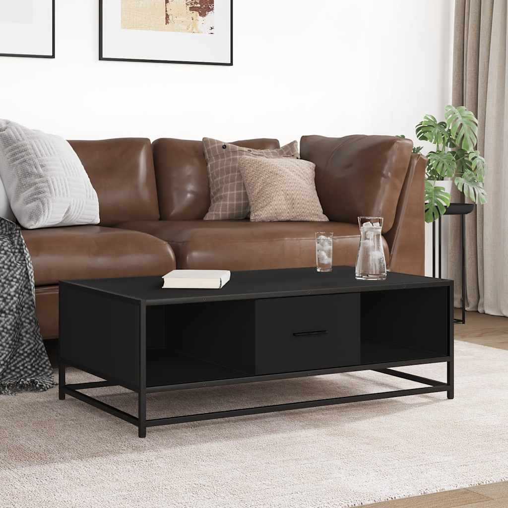vidaXL Stolik kawowy, czarny, 100x57x35 cm, materiał drewnopochodny