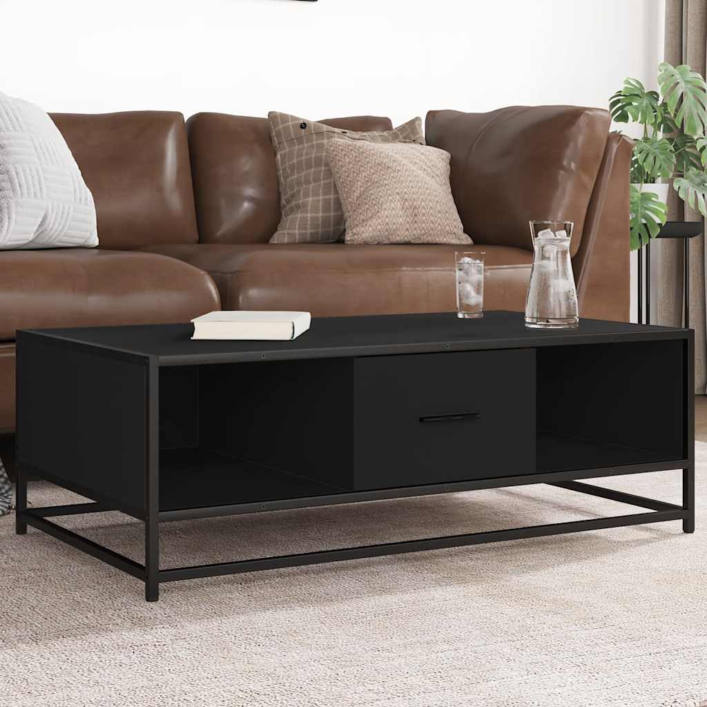 vidaXL Stolik kawowy, czarny, 100x57x35 cm, materiał drewnopochodny