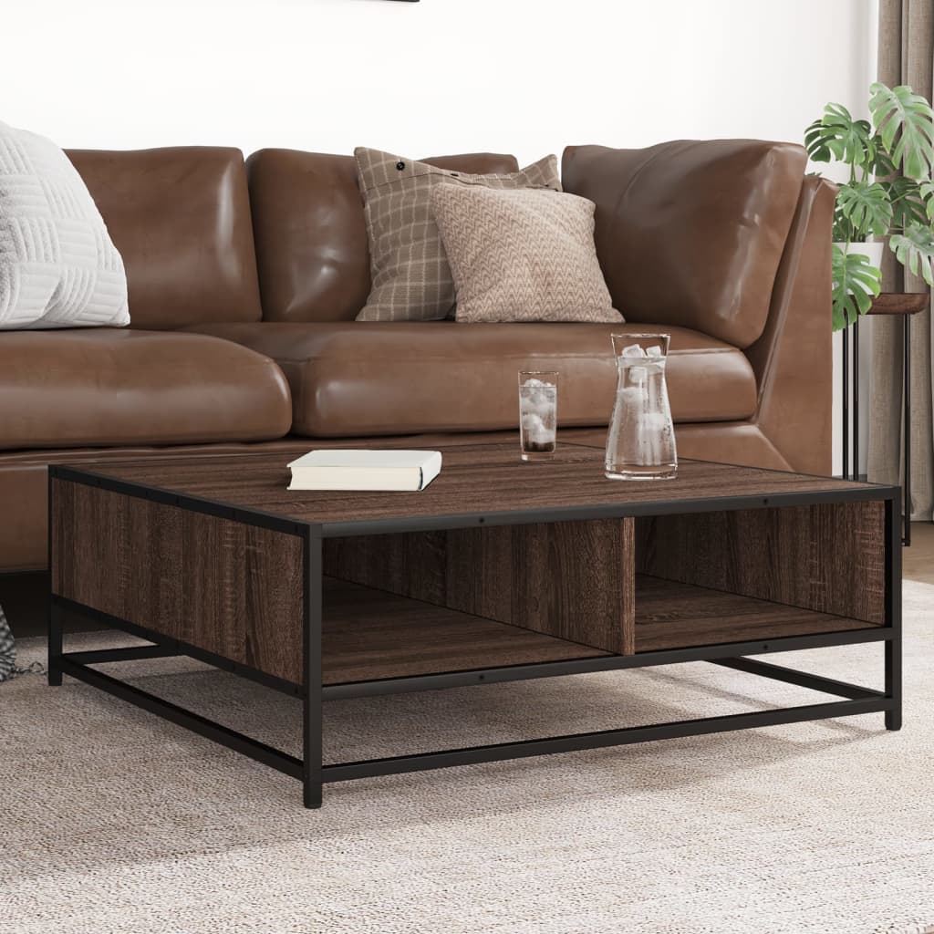 vidaXL Stolik kawowy, brązowy dąb 80x80x30 cm, materiał drewnopochodny