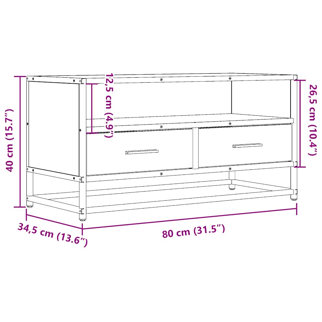 vidaXL Szafka pod telewizor, czarna, 80x34,5x40 cm