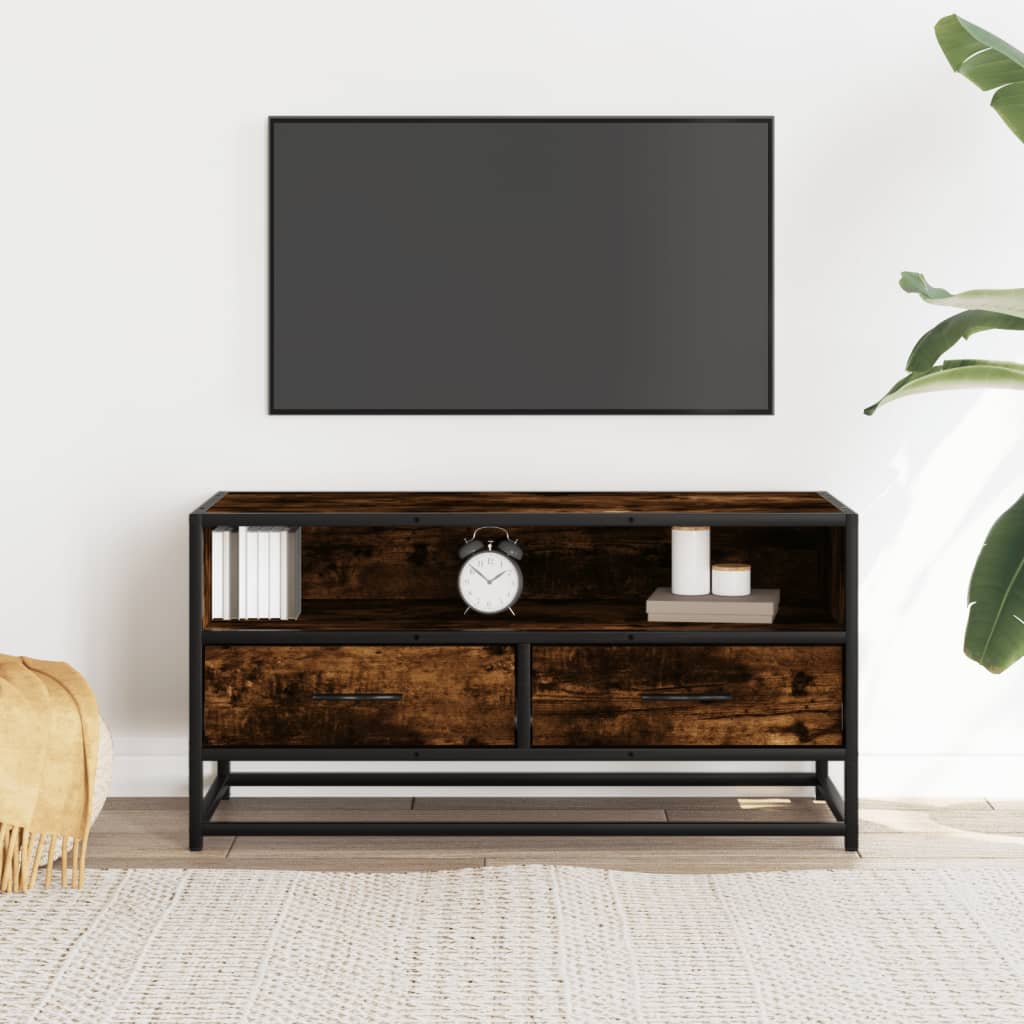 vidaXL Szafka pod telewizor, przydymiony dąb, 80x34,5x40 cm